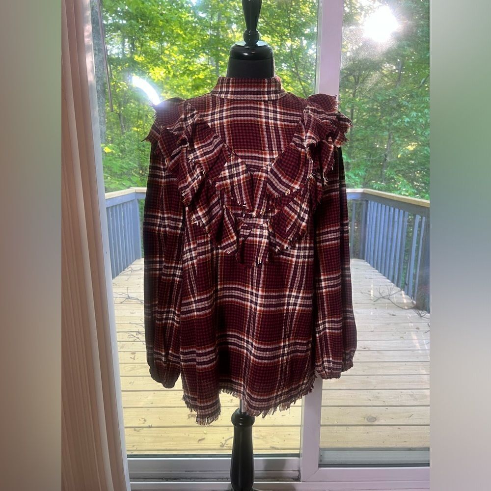 143 Story Red Plaid Button Down